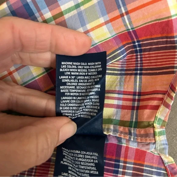 Ralph Lauren Boy’s Orange Plaid Short Sleeve Button Down Shirt Size 12 Months - Picture 5 of 6